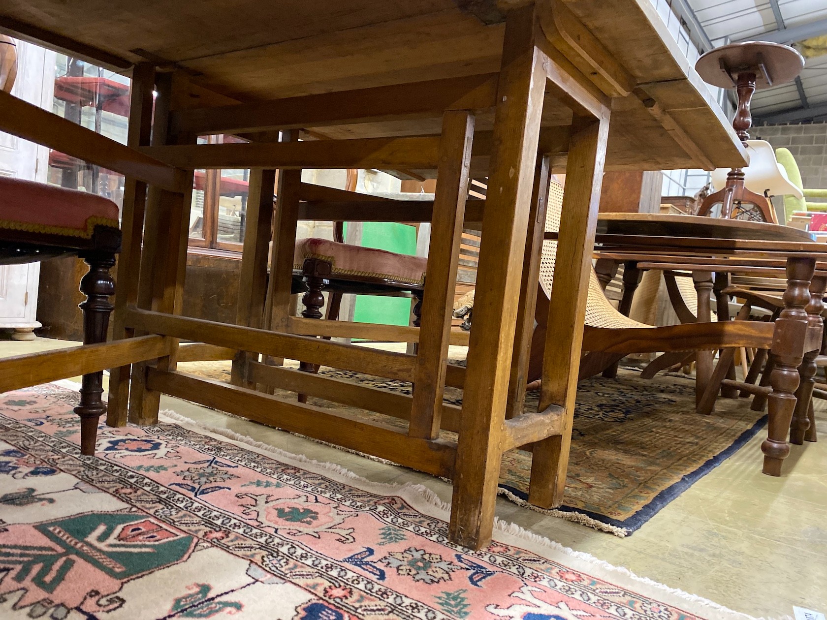 An early 19th century Swedish drop leaf dining table, length 173cm extended, depth 110cm, height 78cm